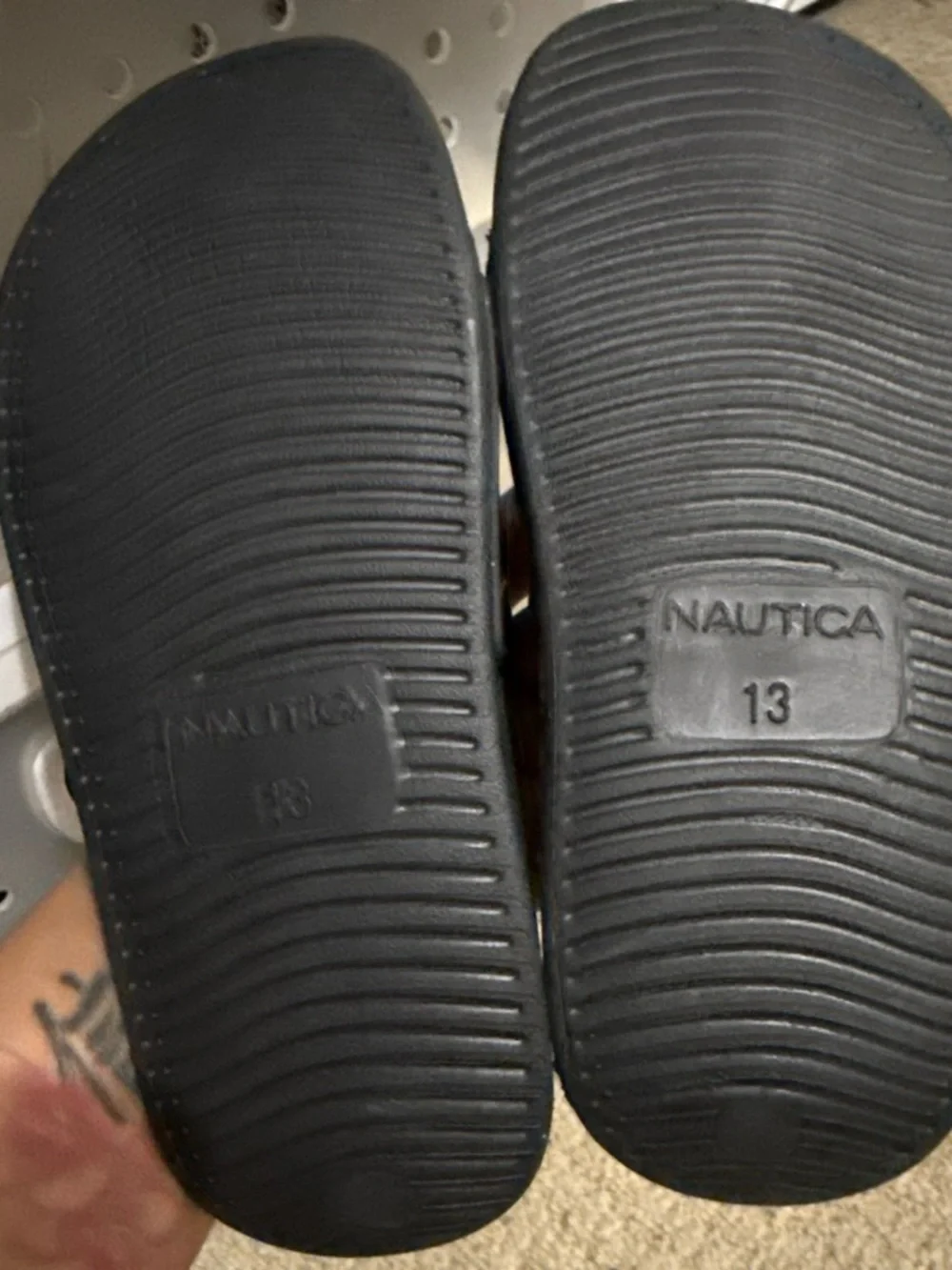 Nautica Black Ribbed Slide Sandals